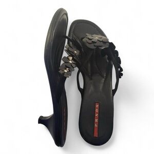 Prada Black Floral Women's Sandals